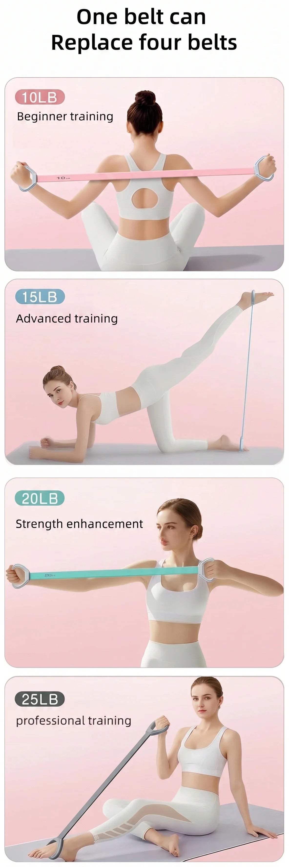LuxeSculpt™ Elite Figure 8 Resistance Band System: Multi-Level Silicone Set for Yoga, Stretching & Back Fitness
