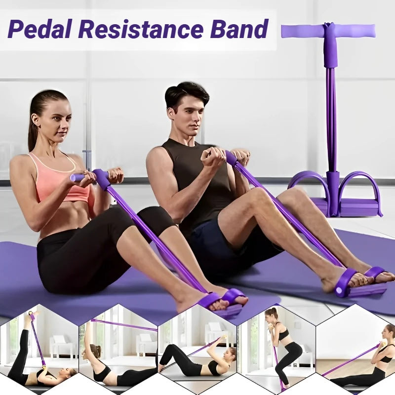 Pedal Resistance Band™ 4-Tube Tension Rope for Home Fitness