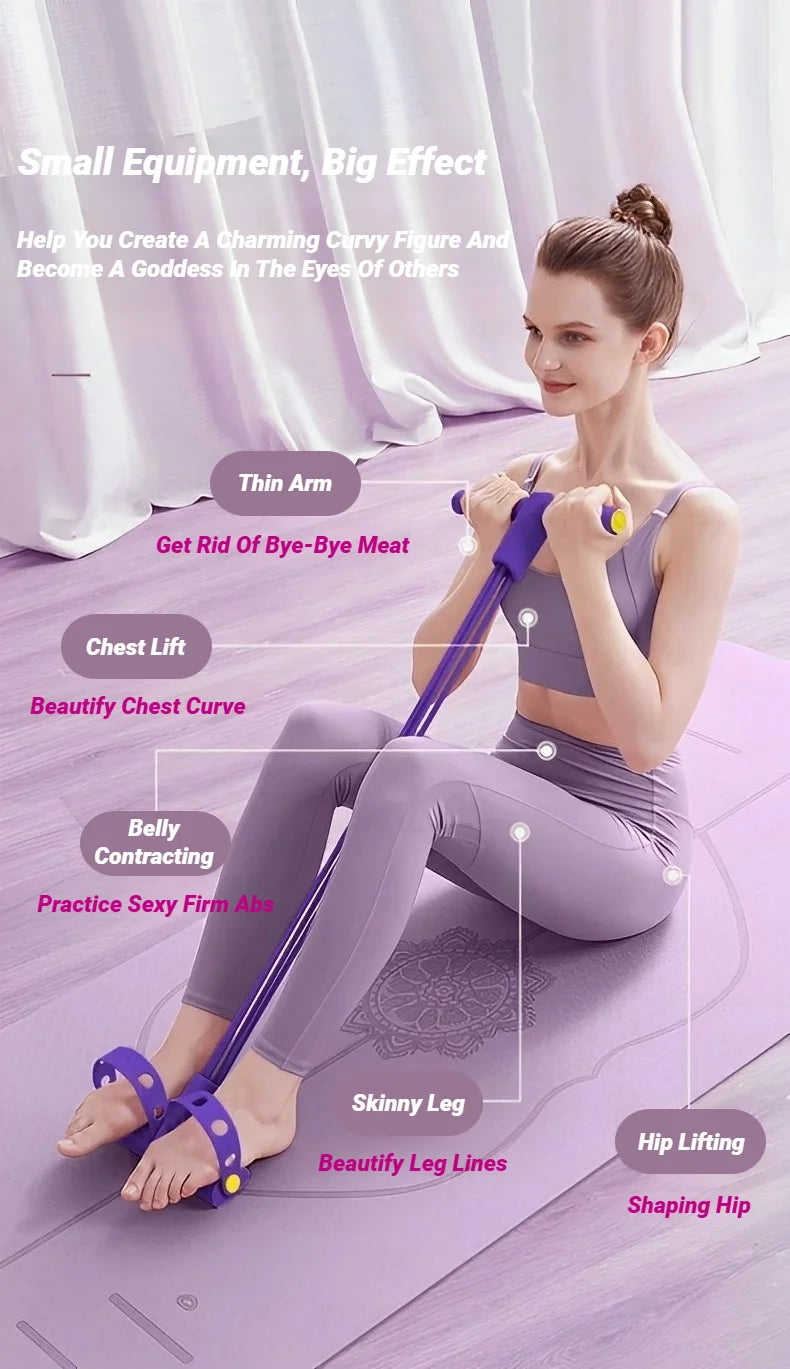 Pedal Resistance Band™ 4-Tube Tension Rope for Home Fitness