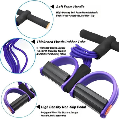 Pedal Resistance Band™ 4-Tube Tension Rope for Home Fitness