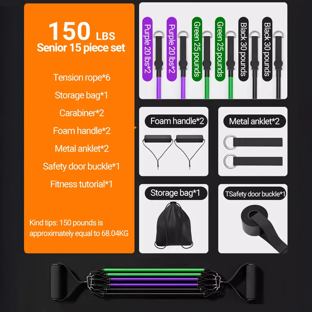 Resistance Bands Set™ 10–14pcs for Workout & Muscle Training