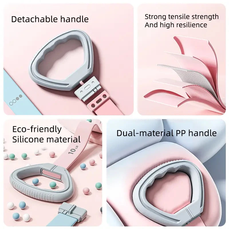 LuxeSculpt™ Elite Figure 8 Resistance Band System: Multi-Level Silicone Set for Yoga, Stretching & Back Fitness