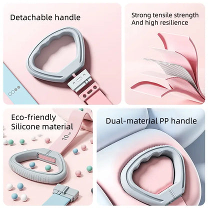 LuxeSculpt™ Elite Figure 8 Resistance Band System: Multi-Level Silicone Set for Yoga, Stretching & Back Fitness